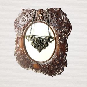Unique Vintage Antique Themed Bronze Plated Victorian Style Necklace